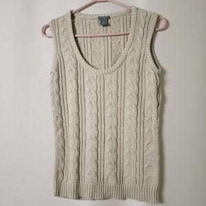Wool Cotton Ann Taylor West, Cable Knit Sweater west, cream, beige, petites